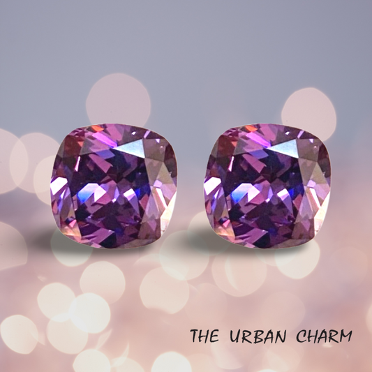 12mm Cushion Cut Amethyst Cubic Zirconia AAAAA quality Lab-grown Loose Gemstones : Set of 2