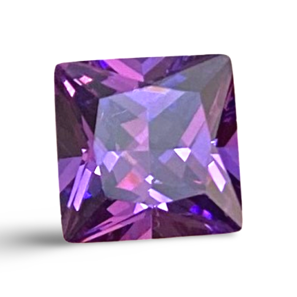 8mm Princess Amethyst Cubic Zirconia AAAAA quality Lab-grown Loose Gemstones : Set of 2