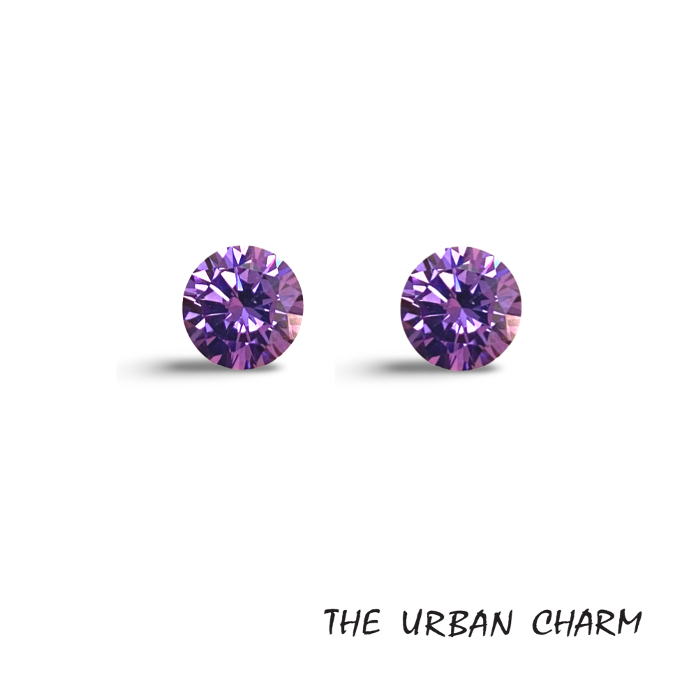 6mm Round Cut Amethyst Cubic Zirconia AAAAA quality Lab-grown Loose Gemstones : Set of 2
