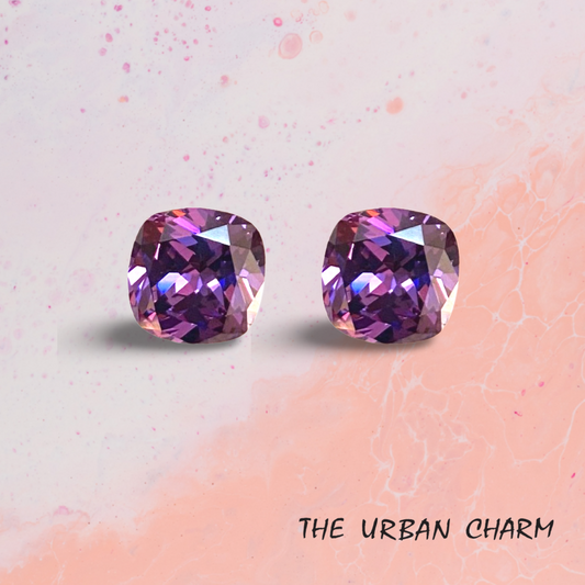10mm Cushion Amethyst Cubic Zirconia AAAAA quality Lab-grown Loose Gemstones : Set of 2
